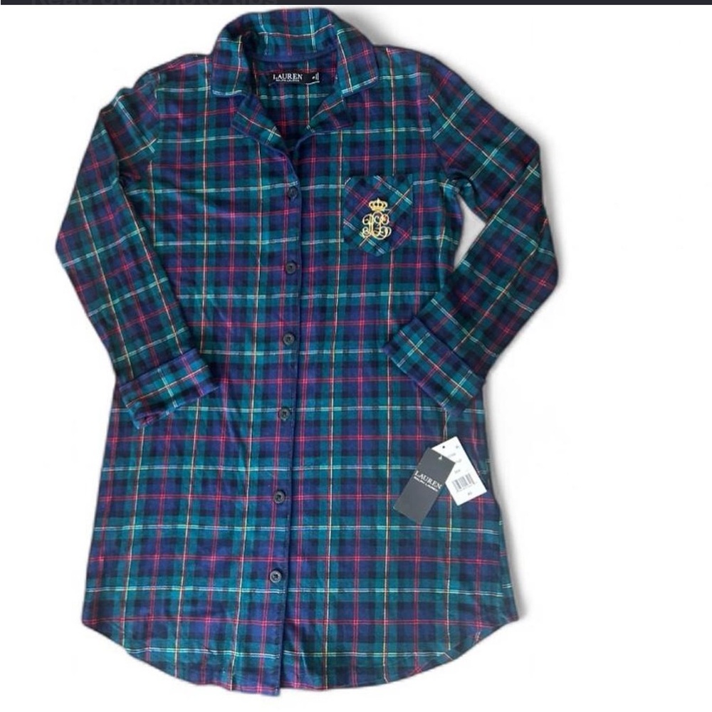 Ralph Lauren multicoloured plaid button up Nightgown Size XS